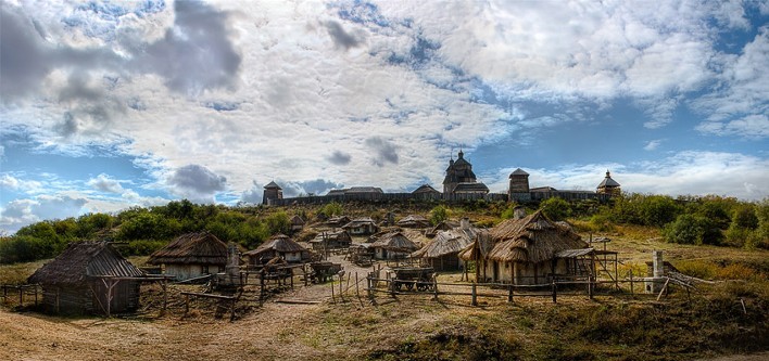 Image - The reconstructed Zaporozhian Sich complex on the Khortytsia Island.